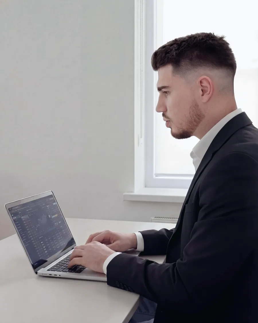 Dorian Blanc, fondateur de Incimedia, de profil devant son ordinateur